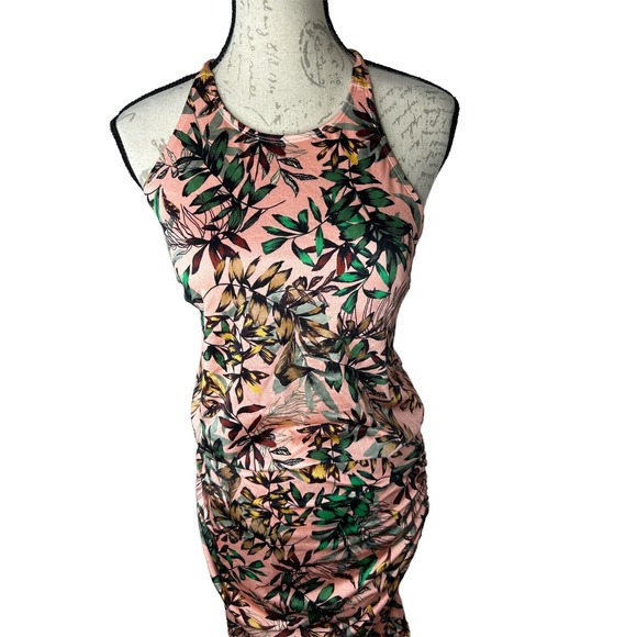 Athleta Strappy Back Ruched Floral Dress Size Small Swim Fabric - Picture 3 of 8